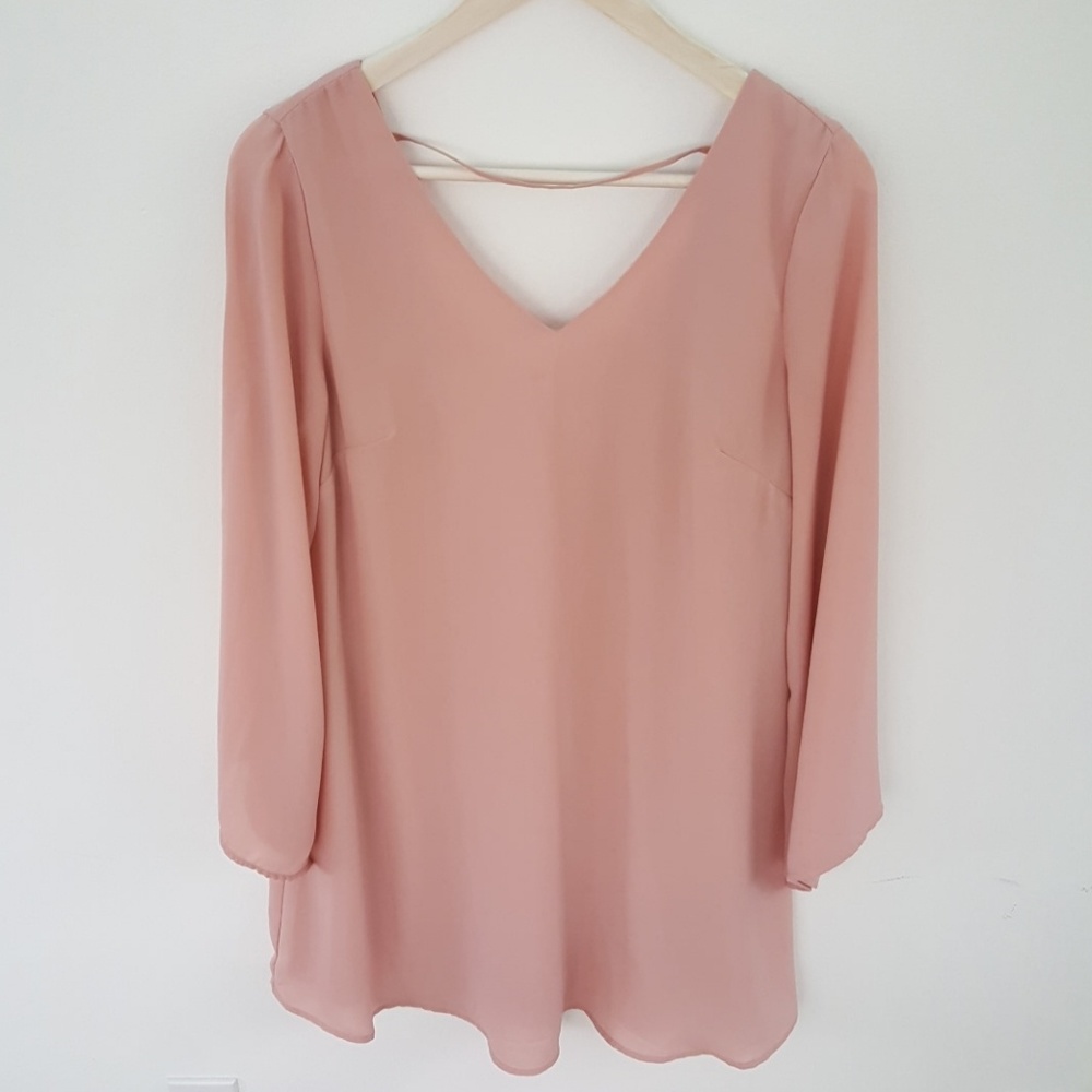 Lush blush pink bell sleeve shift dress